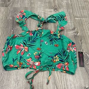 New No Boundaries Tropical Green Shirt Large K8